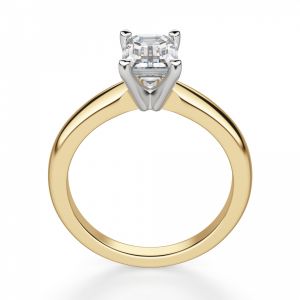 Классическое кольцо с прямоугольным бриллиантом из 2 видов золота - Фото 2