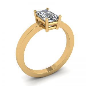 Кольцо из золота с прямоугольным бриллиантом Эмеральд - Фото 3