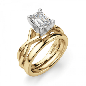 Кольцо плетеное из золота бриллиантом эмеральд - Фото 3