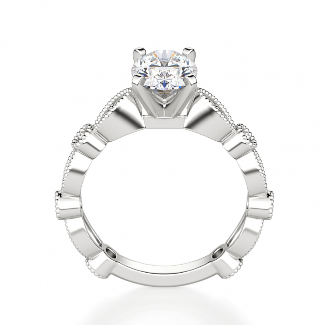Помолвочное кольцо с бриллиантом овал с боковым декором - Фото 1