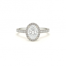Кольцо с овальным бриллиантом в ореоле