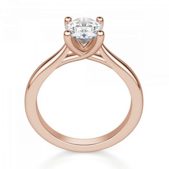 Кольцо с бриллиантом овал 1 карат из розового золота,  Больше Изображение 2