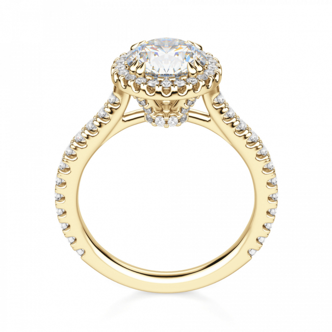 Кольцо из золота малинка с бриллиантом 0.31 в ореоле - Фото 3