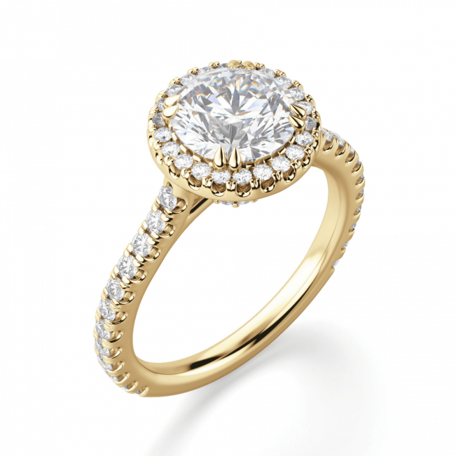 Кольцо из золота малинка с бриллиантом 0.31 в ореоле - Фото 4