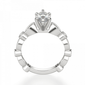 Кольцо с бриллиантом маркиз с боковыми бриллиантами - Фото 1
