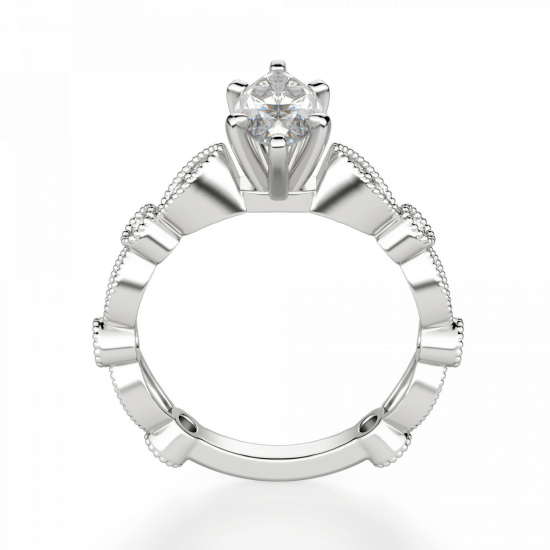 Кольцо с бриллиантом маркиз с боковыми бриллиантами,  Больше Изображение 2