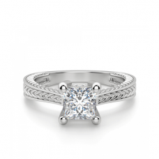 Кольцо с восточными узорами с бриллиантом принцесса