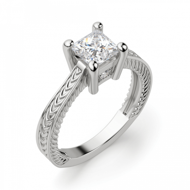 Кольцо с восточными узорами с бриллиантом принцесса - Фото 2