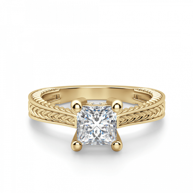 Помолвочное кольцо Принцесса из желтого золота