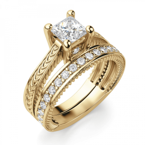 Помолвочное кольцо Принцесса из желтого золота - Фото 4