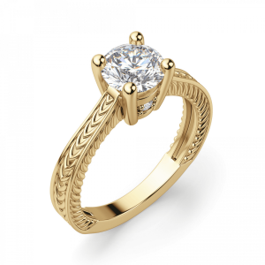 Кольцо претеное с бриллиантом из золота - Фото 2