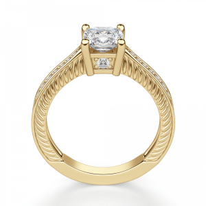 Помолвочное кольцо Кушон с боковыми бриллиантами - Фото 1