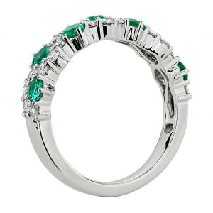 Дизайнерское кольцо дорожка с изумрудами и бриллиантами - Фото 1