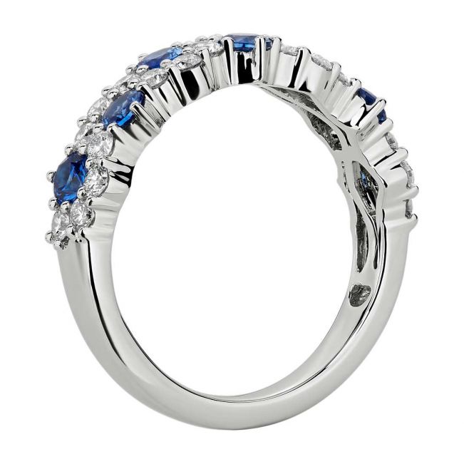 Дизайнерское кольцо дорожка с сапфирами и бриллиантами - Фото 1