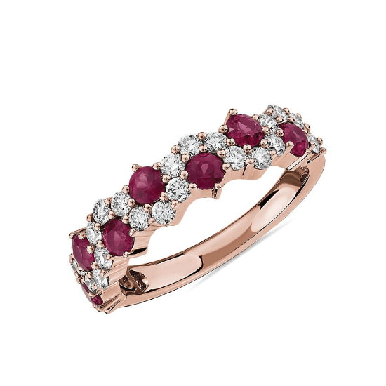 Дизайнерское кольцо с рубинами и бриллиантами, Больше Изображение 1
