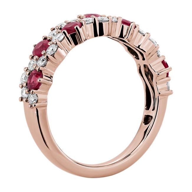 Дизайнерское кольцо с рубинами и бриллиантами - Фото 1