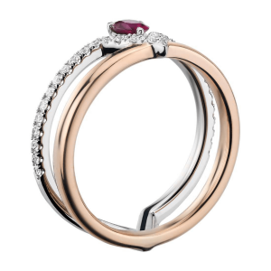 Двойное кольцо с рубином и бриллиантами - Фото 1