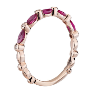 Кольцо дорожка с рубинами маркиз и бриллиантами - Фото 1