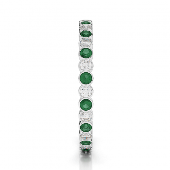 Кольцо дорожка с изумрудами и бриллиантами 2 мм,  Больше Изображение 3