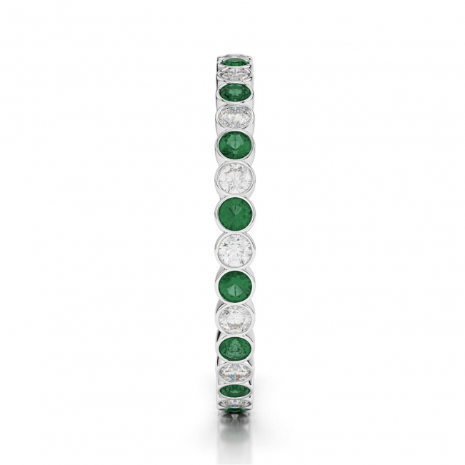 Кольцо дорожка с изумрудами и бриллиантами 2 мм - Фото 2
