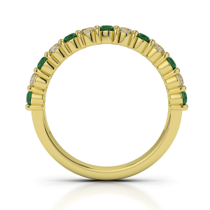 Кольцо золотая полудорожка с изумрудами и бриллиантами - Фото 1