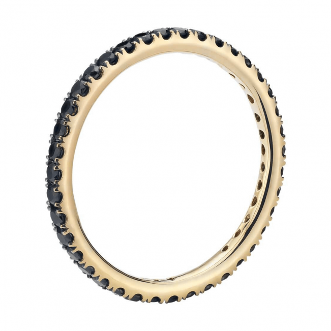 Кольцо дорожка с черными бриллиантами из золота - Фото 1