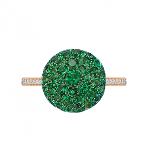 Кольцо с изумрудами и бриллиантами Шарик