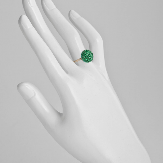 Кольцо с изумрудами и бриллиантами Шарик,  Больше Изображение 2