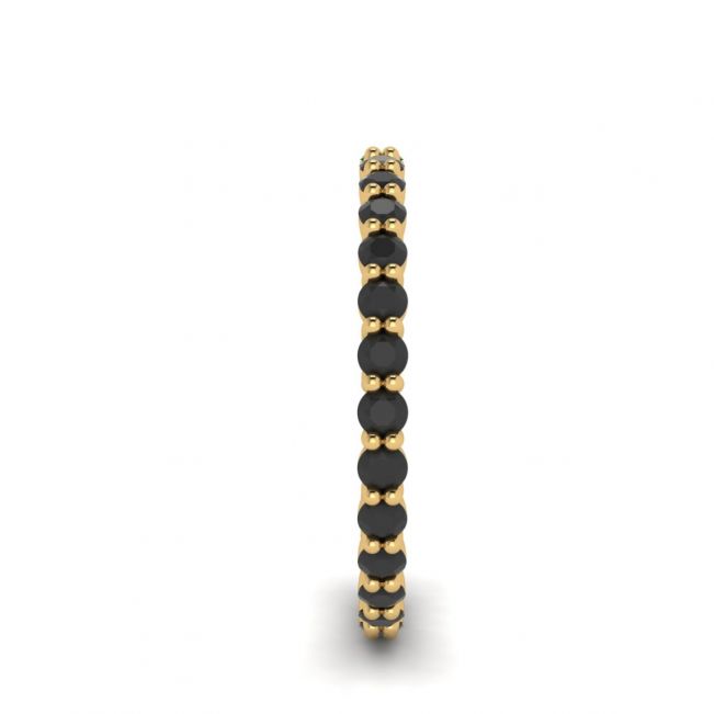 Кольцо дорожка с черными бриллиантами и 1 изумрудом - Фото 1