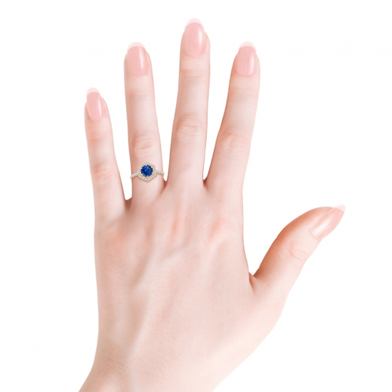 Кольцо с сапфиром в бриллиантовом паве,  Больше Изображение 4
