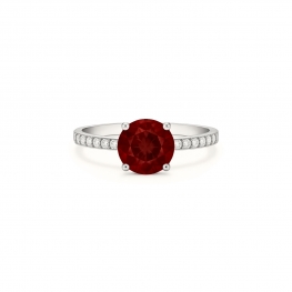 Кольцо с круглым рубином и паве по бокам
