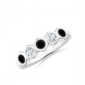 Кольцо дорожка с черными и белыми бриллиантами Miel