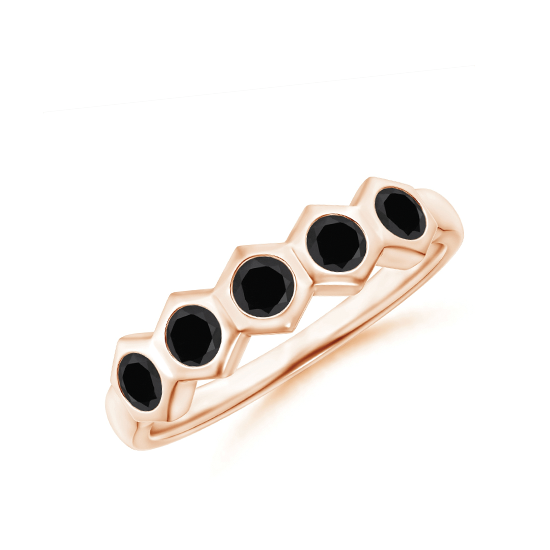 Кольцо дорожка с 5 черными бриллиантами Miel, Больше Изображение 1