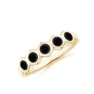 Кольцо из холота дорожка с черными бриллиантами Miel