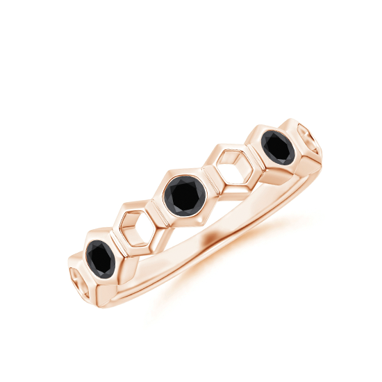 Кольцо дорожка Miel с 3 черными бриллиантами, Больше Изображение 1