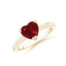 Кольцо с рубином сердце и бриллиантом