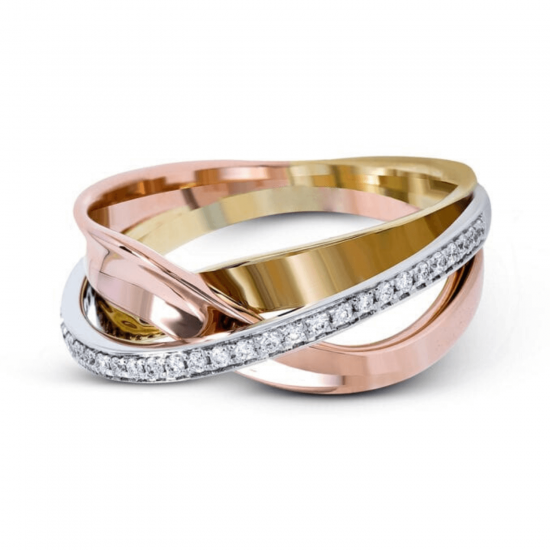 Обручальное кольцо золотой микс с бриллиантами, Больше Изображение 1