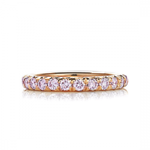 Кольцо дорожка с розовыми бриллиантами по кругу