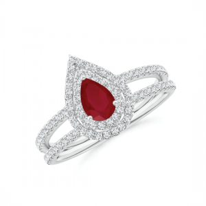Кольцо с рубином Груша и бриллиантами