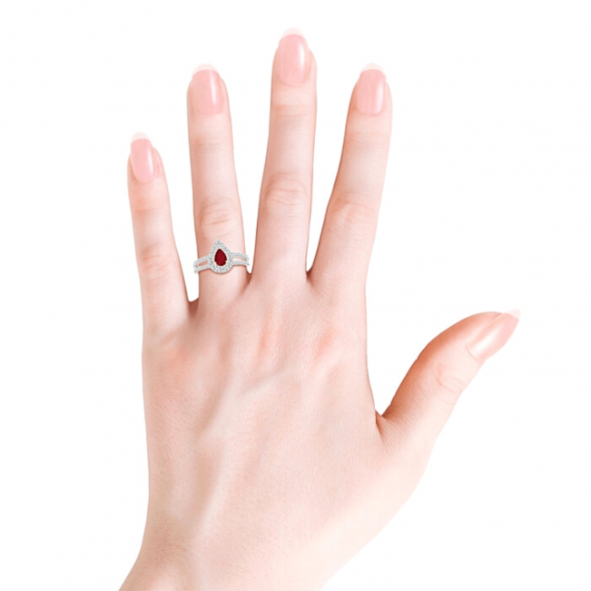 Кольцо с рубином Груша и бриллиантами - Фото 2