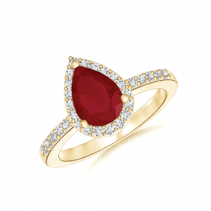 Кольцо с рубином Капля и бриллиантами