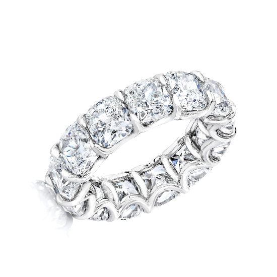 Эксклюзивное кольцо дорожка с бриллиантами кушон 10 карат, Больше Изображение 1