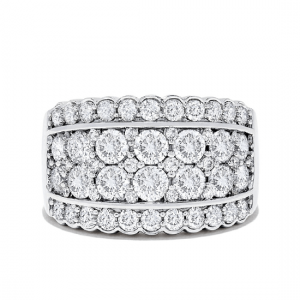 Широкое кольцо с 4 рядами бриллиантов