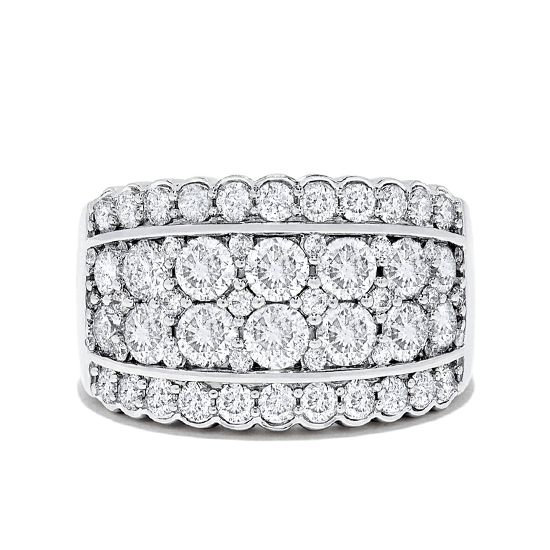 Широкое кольцо с 4 рядами бриллиантов, Больше Изображение 1