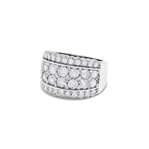 Широкое кольцо с 4 рядами бриллиантов - Фото 1