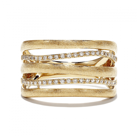 Широкое кольцо из золото с бриллиантами, Больше Изображение 1