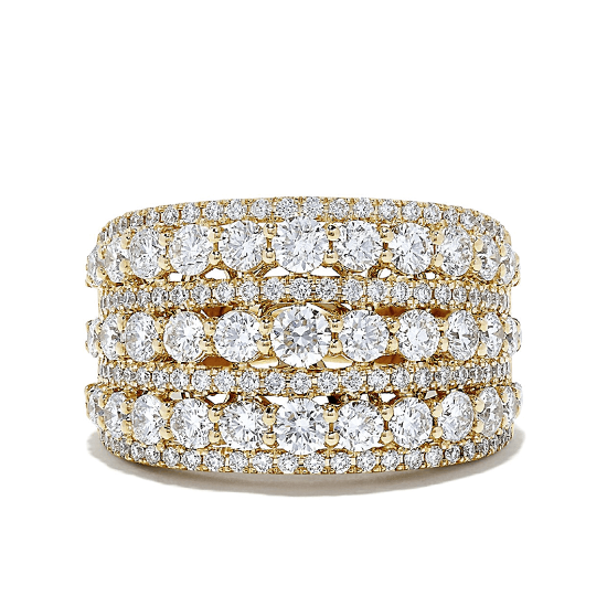 Широкое кольцо с 7 рядами бриллиантов, Больше Изображение 1