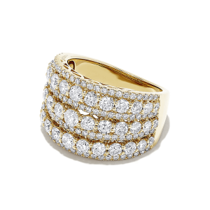Широкое кольцо с 7 рядами бриллиантов - Фото 1