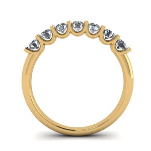 Кольцо дорожка с 7 круглыми бриллиантами желтое золото  - Фото 2