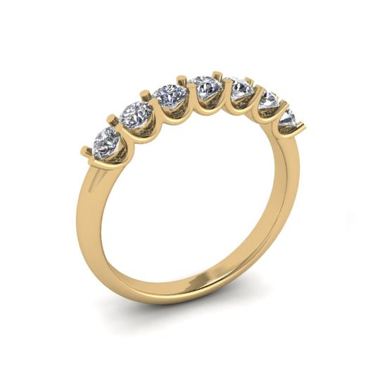 Кольцо дорожка с 7 круглыми бриллиантами желтое золото , Изображение 1